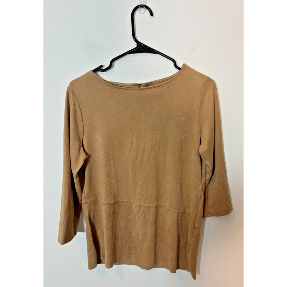Chico's Travelers Collection Stretch Faux Suede Top Size 0 (Small)